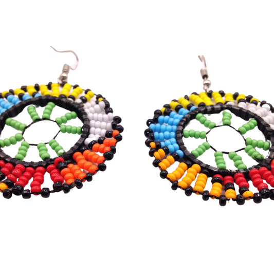 African Kenyan Hand-Crafted Ethnic Jewelry Colorful Masai Glass Beaded Earrings