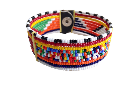 Wrist Band Bracelet Masai Beads Colorful African Unisex One Size Made in Kenya