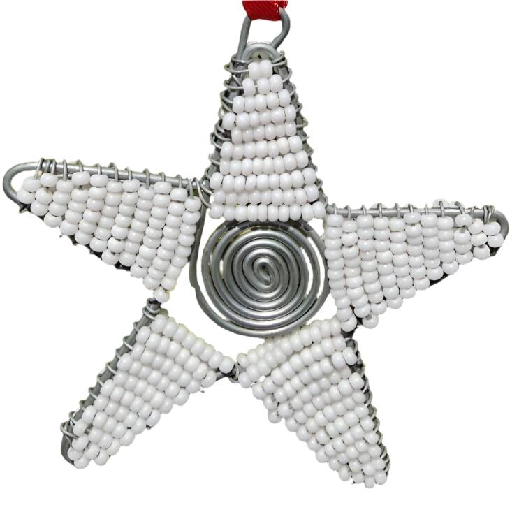 Christmas Ornaments Tree Hanging Decorations Star White Pendant-Iron Glass Beads