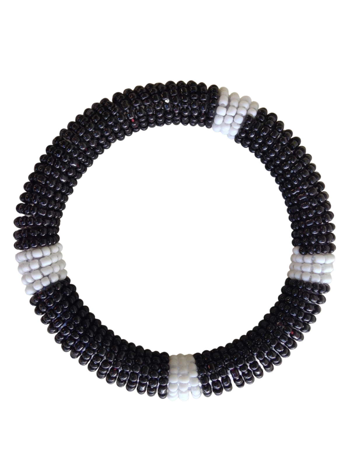 Set of Bracelet Choker Hand-Crafted Ethnic African Masai Jewelry Black/ White