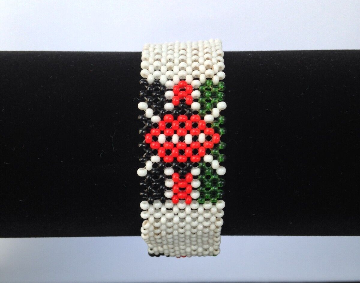 Wrist Band Bracelet Maasai Beaded Kenyan Flag African White