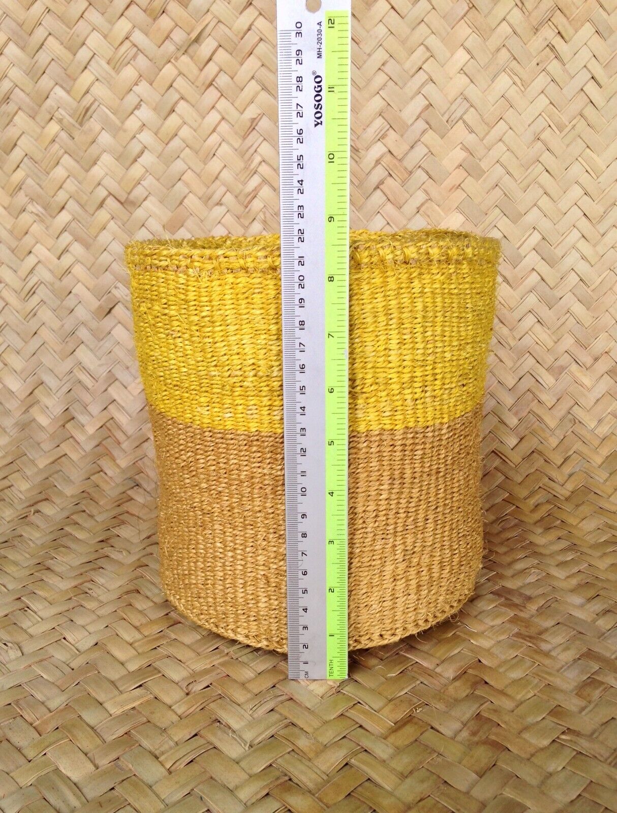 African Kiondo Basket Woven Sisal Storage Planter Kenyan Made Size 8 in /20.3 cm