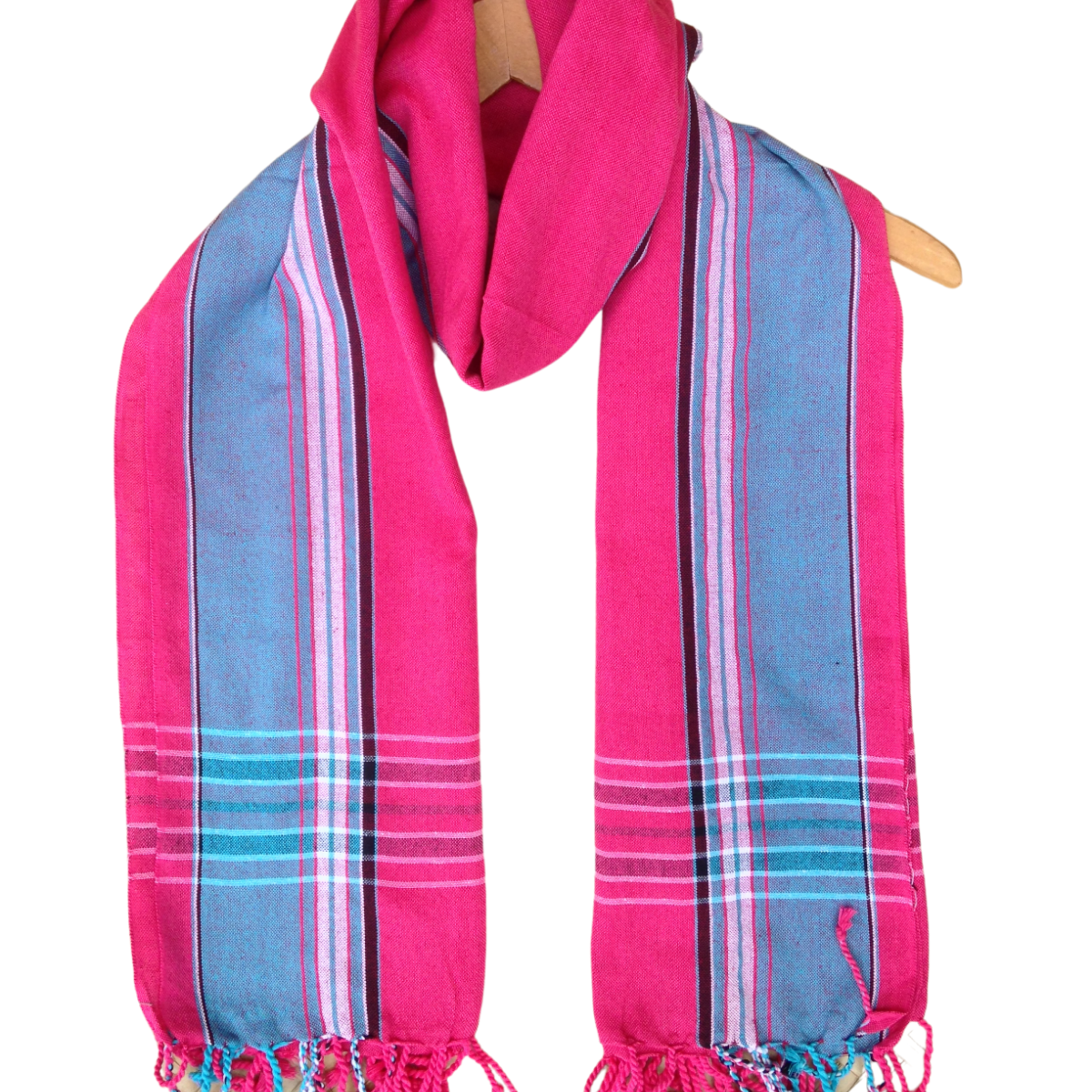 Kikoi Vibrant Gift 100% Cotton Ethnic Pink Tassels Scarf Beach Wrap Kenyan Made