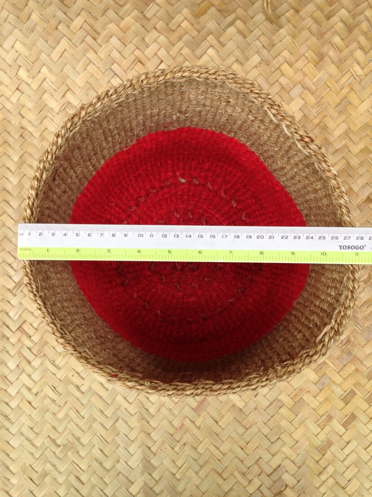 African Kiondo Basket Woven Sisal Storage Planter Kenyan Made 10.5 in/27cm Beige