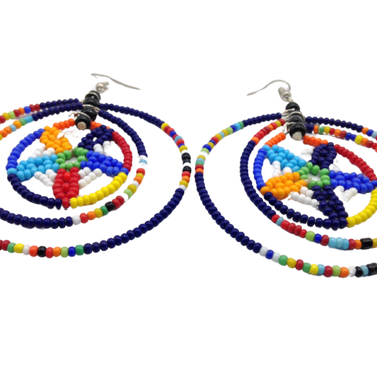 African Kenyan Hand-Crafted Ethnic Jewelry Colorful Masai Glass Beaded Earrings