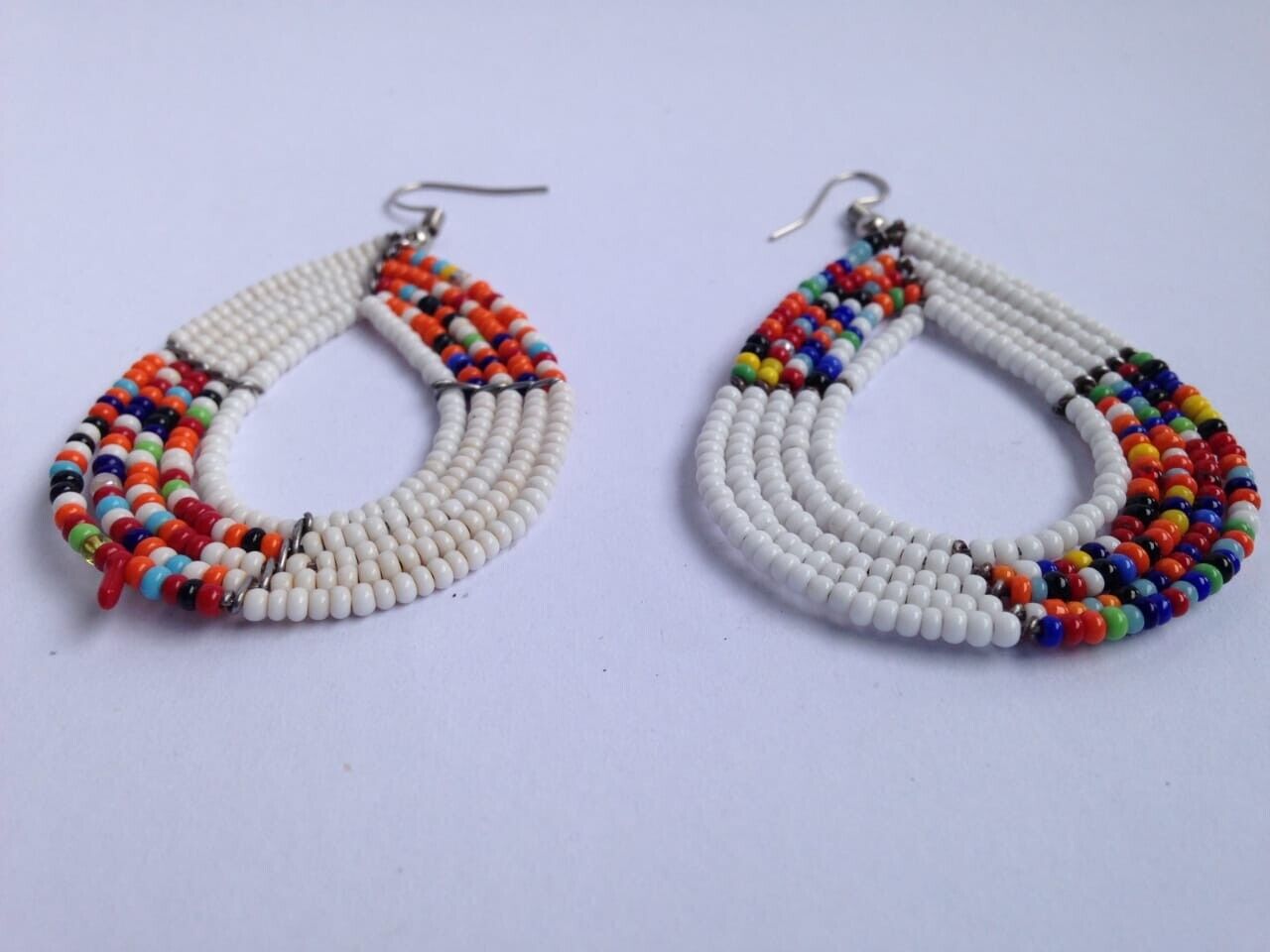 African Kenyan Hand-Crafted Ethnic Jewelry Colorful Masai Glass Beaded Earrings