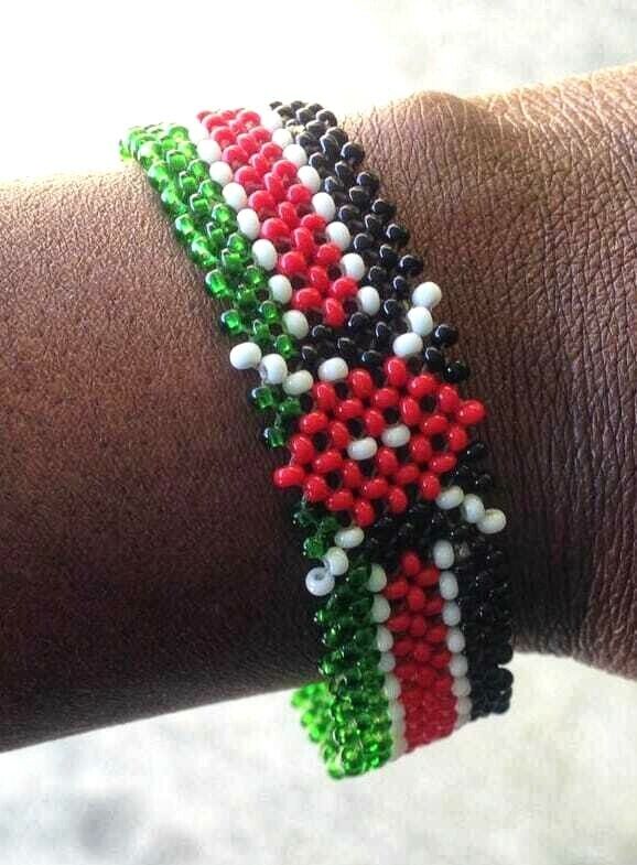 Wrist Band Bracelet Maasai Beaded Kenyan Flag African