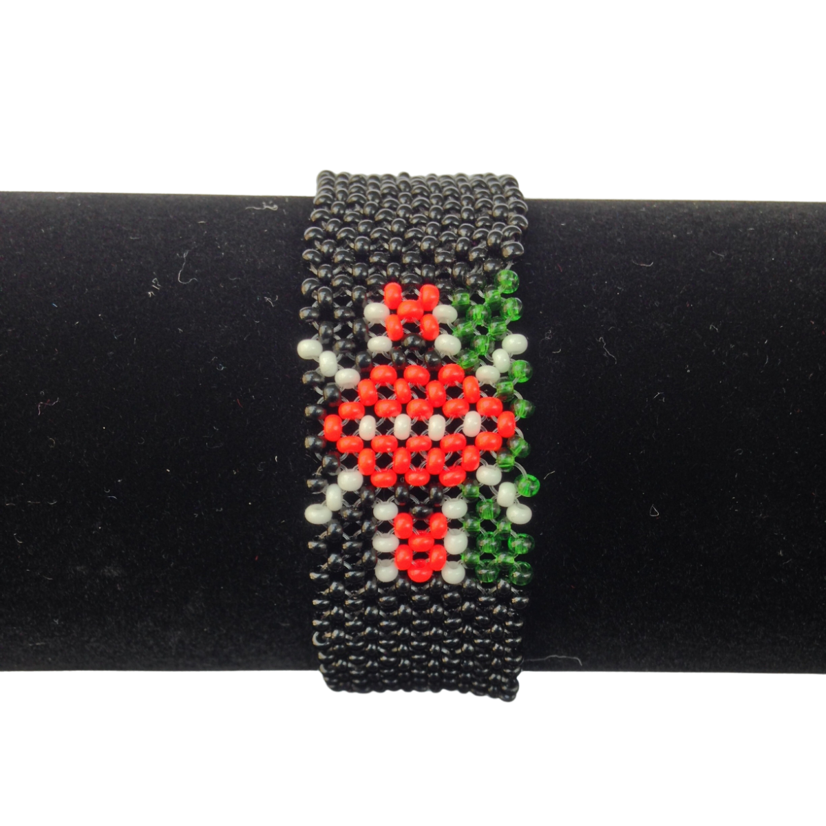 Wrist Band Bracelet Maasai Beaded Kenyan Flag African Black