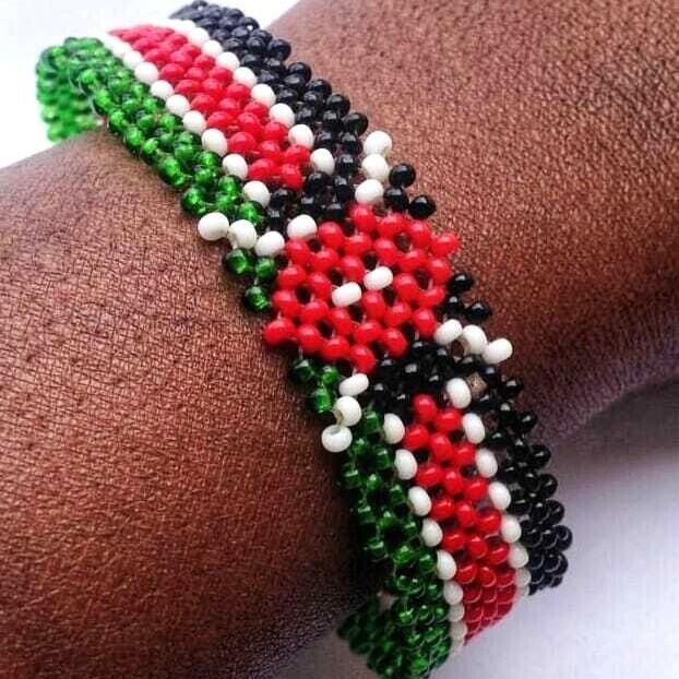 Wrist Band Bracelet Maasai Beaded Kenyan Flag African