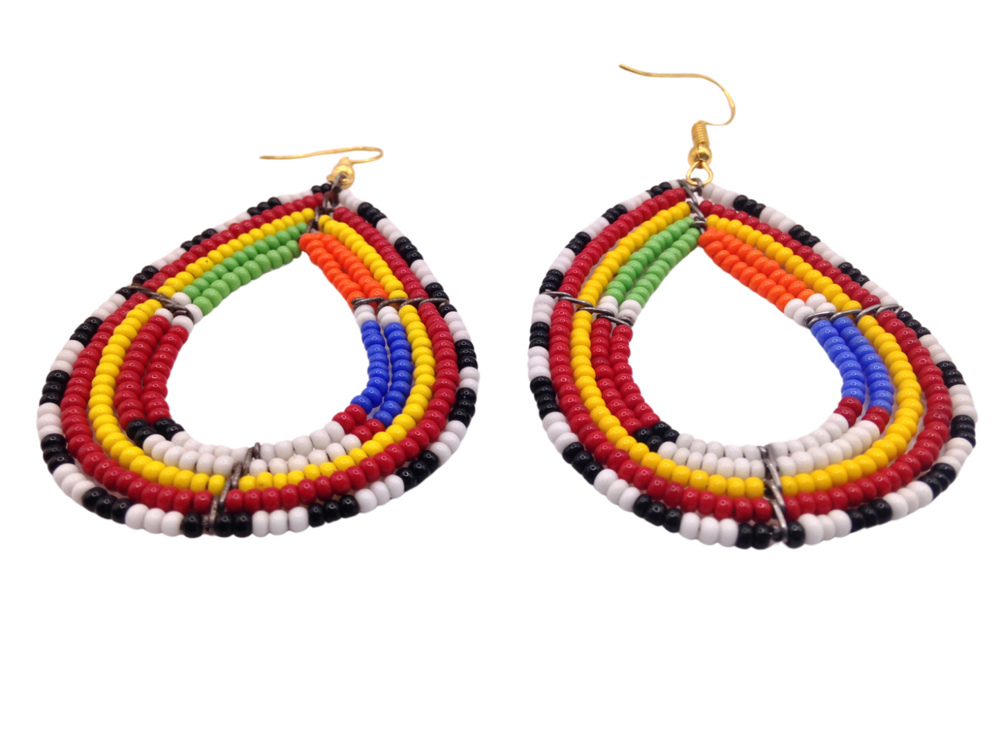 African Kenyan Hand-Crafted Ethnic Jewelry Colorful Masai Glass Beaded Earrings