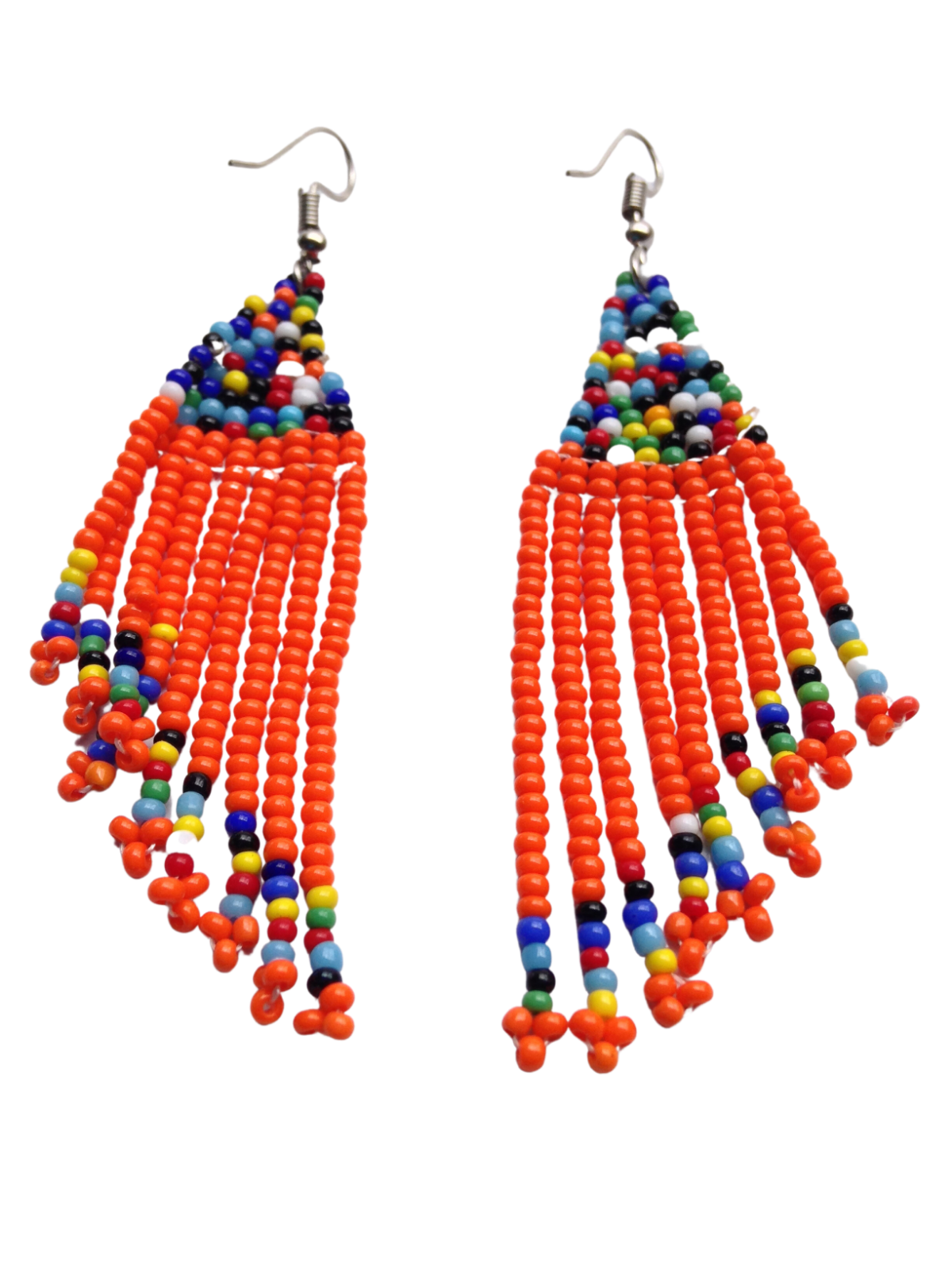 Set of 11 Earrings African Hand-Crafted Ethnic Jewelry Masai Glass Beads Orange