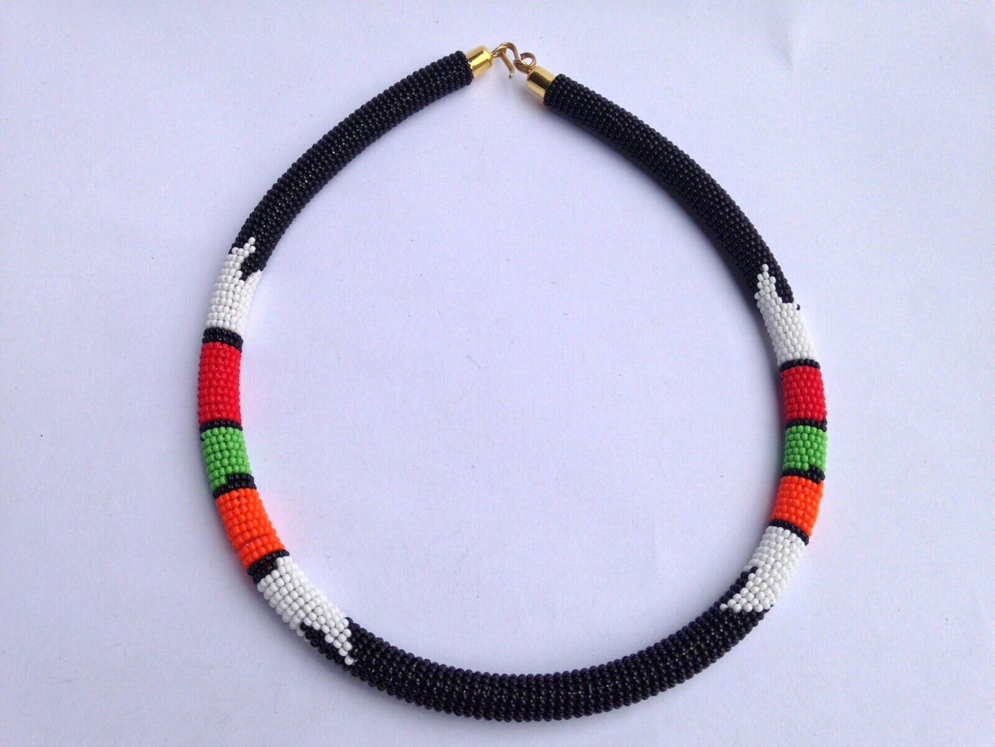 Set of Earrings Bracelet Choker Hand-Crafted Ethnic African Masai Jewelry Black