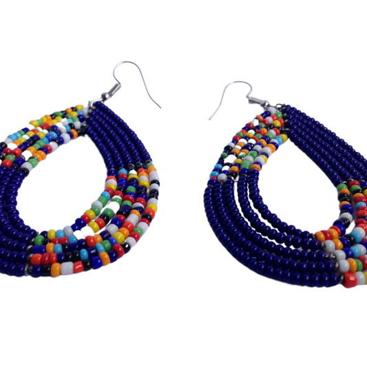 African Kenyan Hand-Crafted Ethnic Jewelry Colorful Masai Glass Beaded Earrings