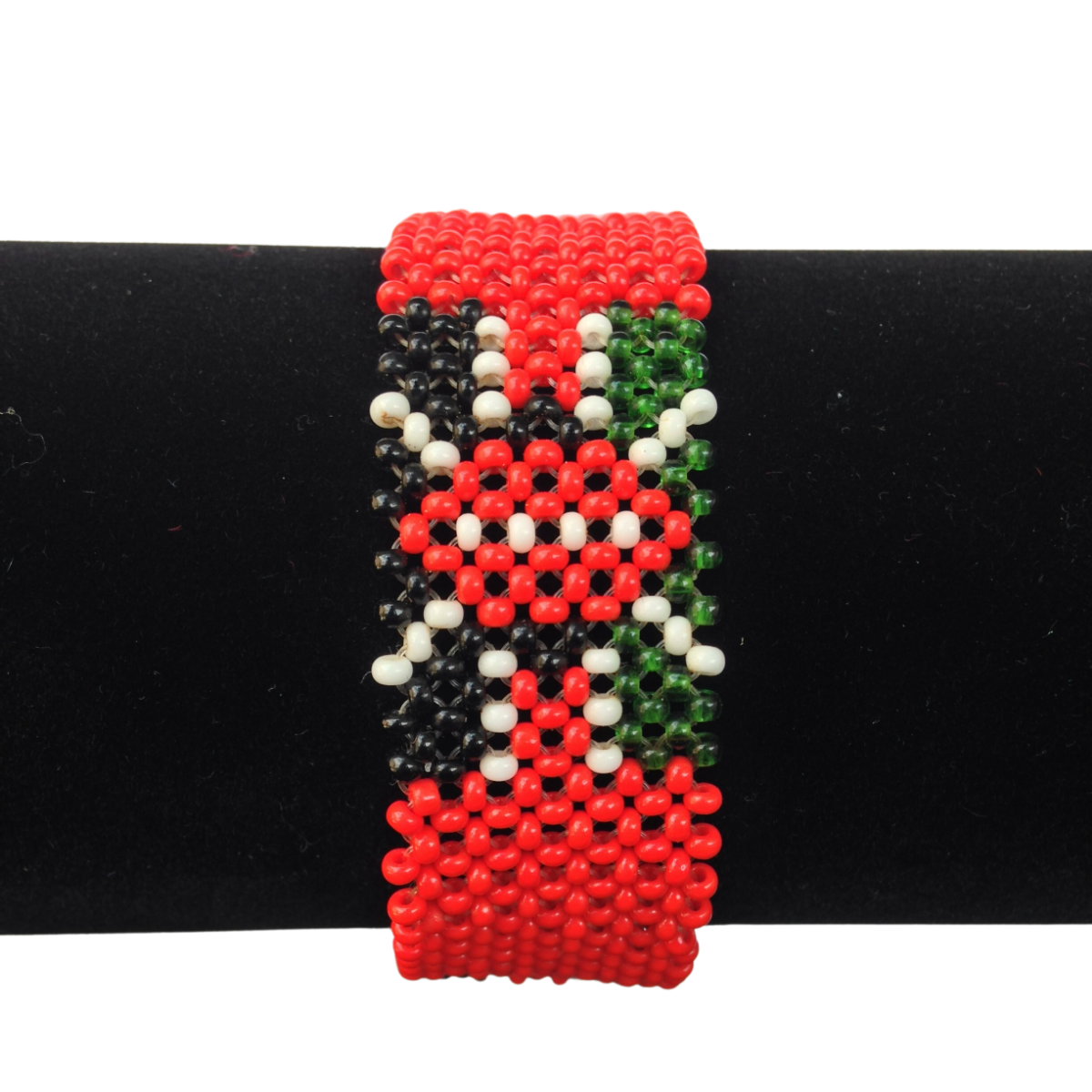 Wrist Band Bracelet Maasai Beaded Kenyan Flag African  Men's Sizes Red 8 x0.4""