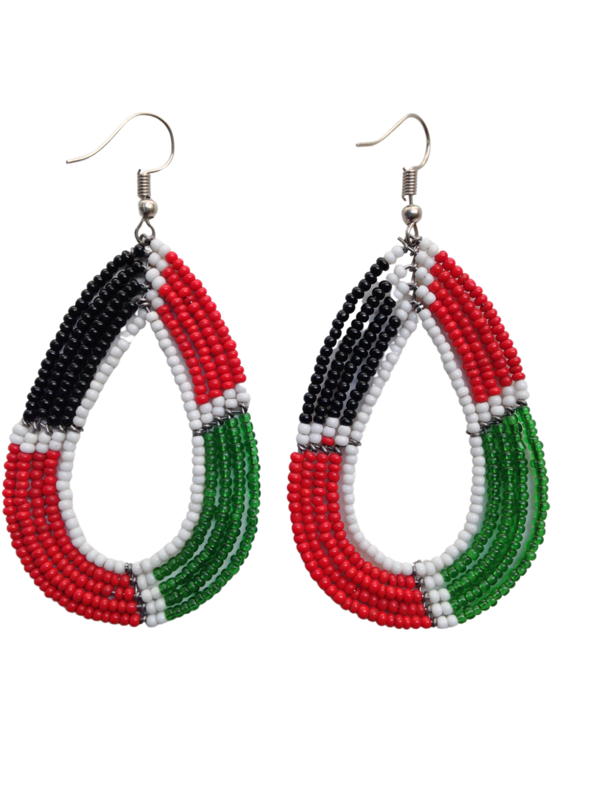 Set of 6 Earrings African Hand-Crafted Ethnic Jewelry Masai Beads Kenya Flag