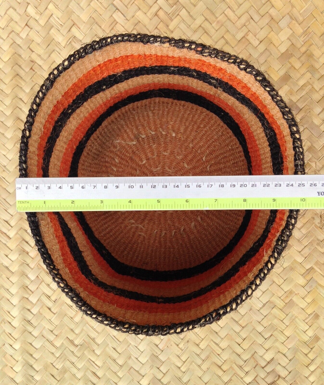 African Kiondo Basket Woven Sisal Storage Planter Kenyan Made 10.5 in/27cm Beige