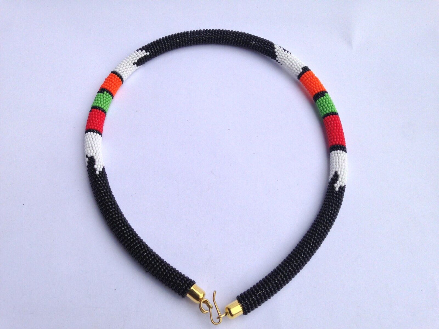 Set of Earrings Bracelet Choker Hand-Crafted Ethnic African Masai Jewelry Black