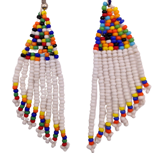 African Kenyan Hand-Crafted Ethnic Jewelry Colorful Masai Glass Beaded Earrings