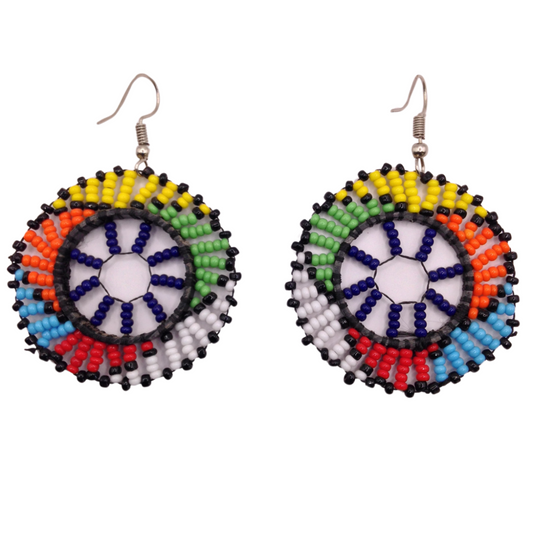 African Kenyan Hand-Crafted Ethnic Jewelry Colorful Masai Glass Beaded Earrings