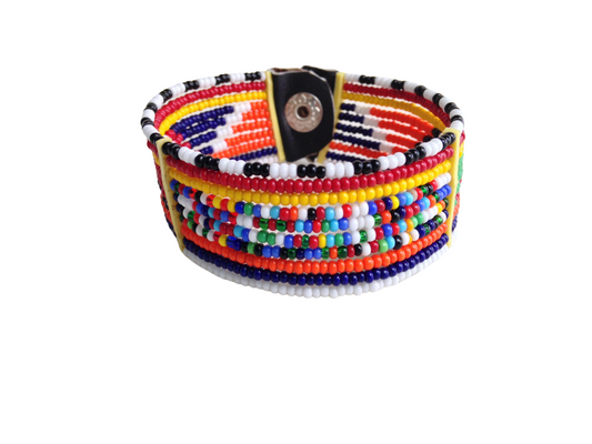 Wrist Band Bracelet Masai Beads Colorful African Unisex One Size Made in Kenya