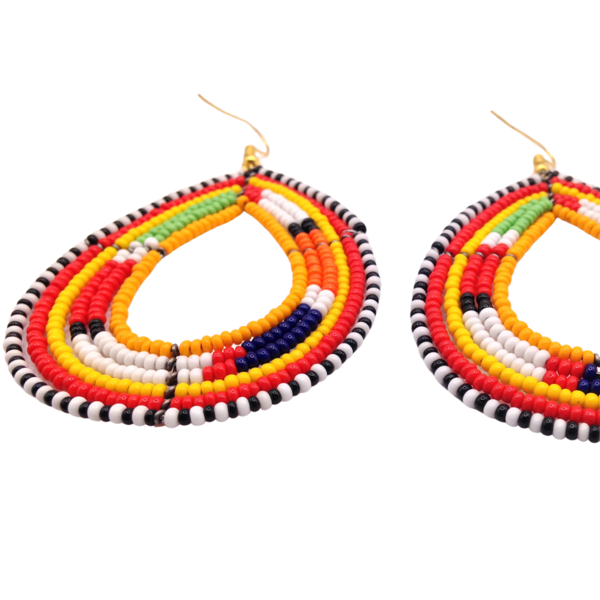 African Kenyan Hand-Crafted Ethnic Jewelry Colorful Masai Glass Beaded Earrings