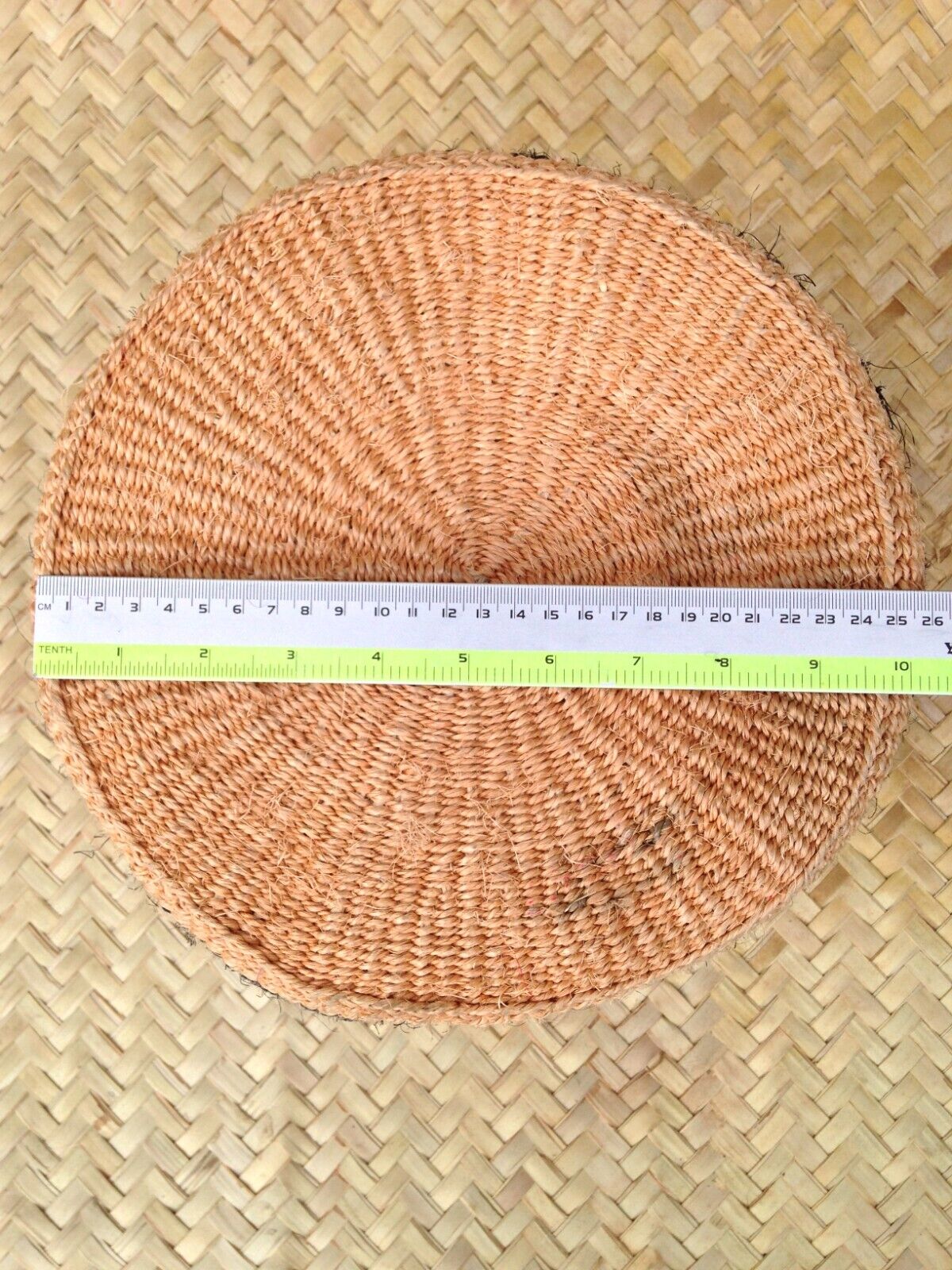 African Kiondo Basket Woven Sisal Storage Planter Kenyan Made 10.5 in/27cm Beige