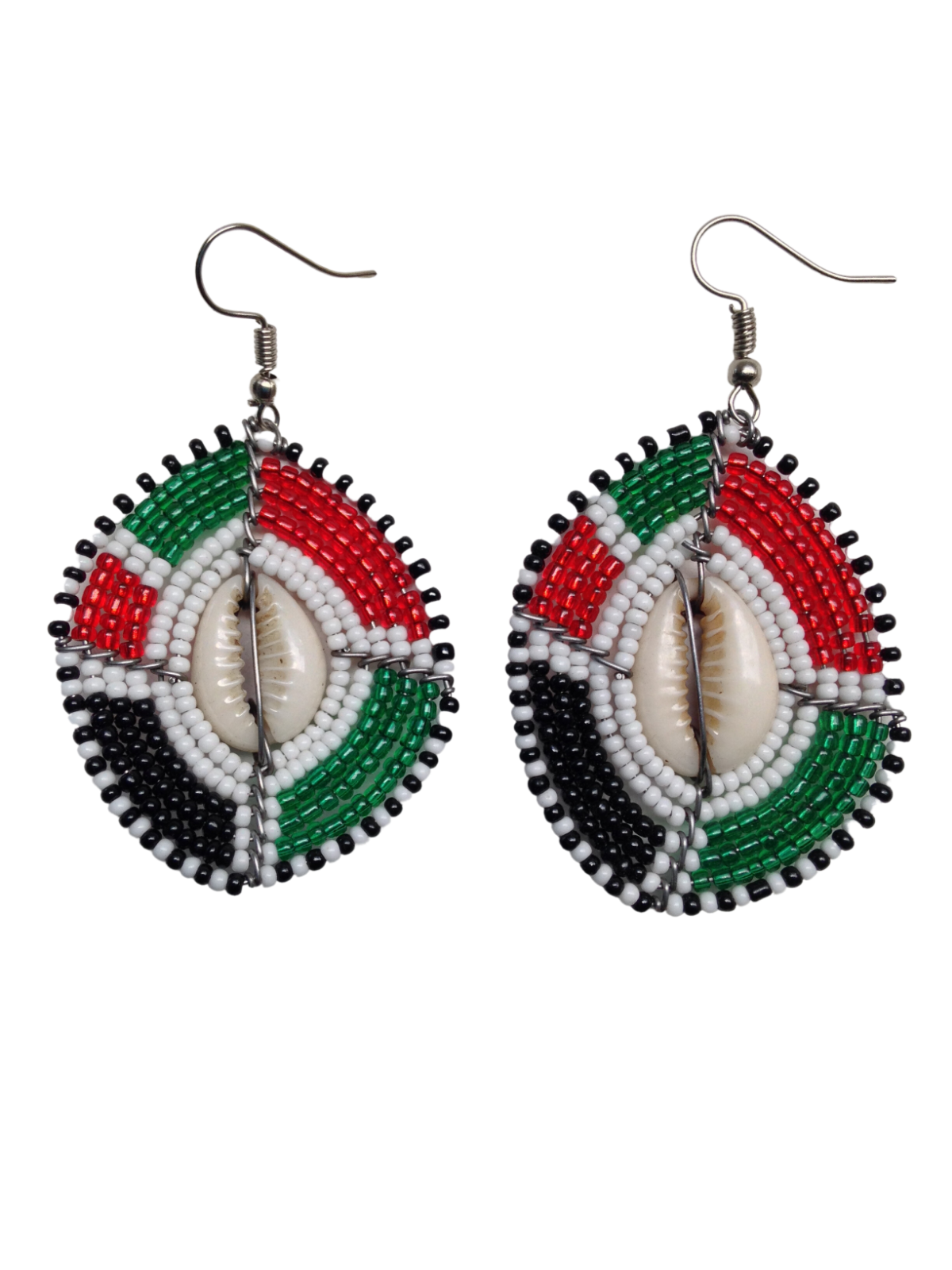 Set of 6 Earrings African Hand-Crafted Ethnic Jewelry Masai Beads Kenya Flag