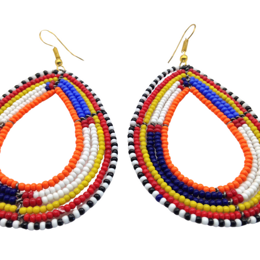 African Kenyan Hand-Crafted Ethnic Jewelry Colorful Masai Glass Beaded Earrings