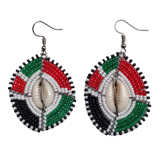 Set of 4 Earrings African Hand-Crafted Ethnic Jewelry Masai Beads Kenya Flag