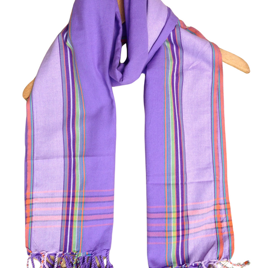 Kikoi Vibrant Gift 100% Cotton Ethnic Purple Tassels Scarf Beach Wrap Kenyan Made