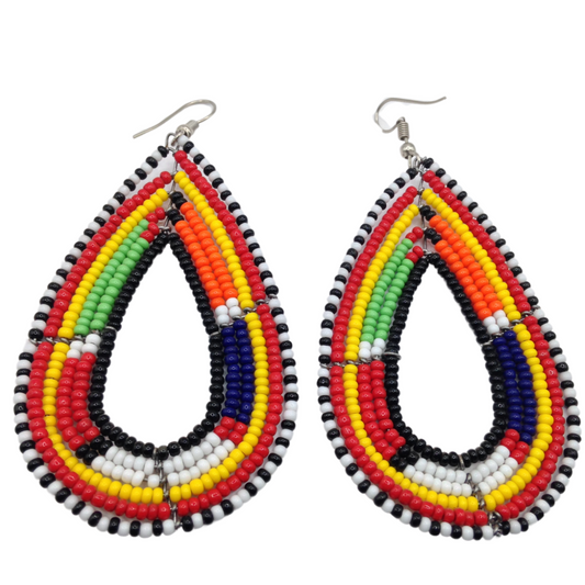 African Kenyan Hand-Crafted Ethnic Jewelry Colorful Masai Glass Beaded Earrings