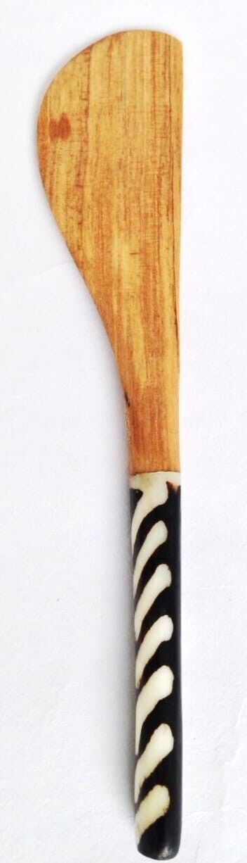 African Olive Wood Bone Knife 7" Fork 7.5"  set Ethnic Gift Home Made in Kenya