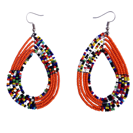 African Kenyan Hand-Crafted Ethnic Jewelry Colorful Masai Glass Beaded Earrings