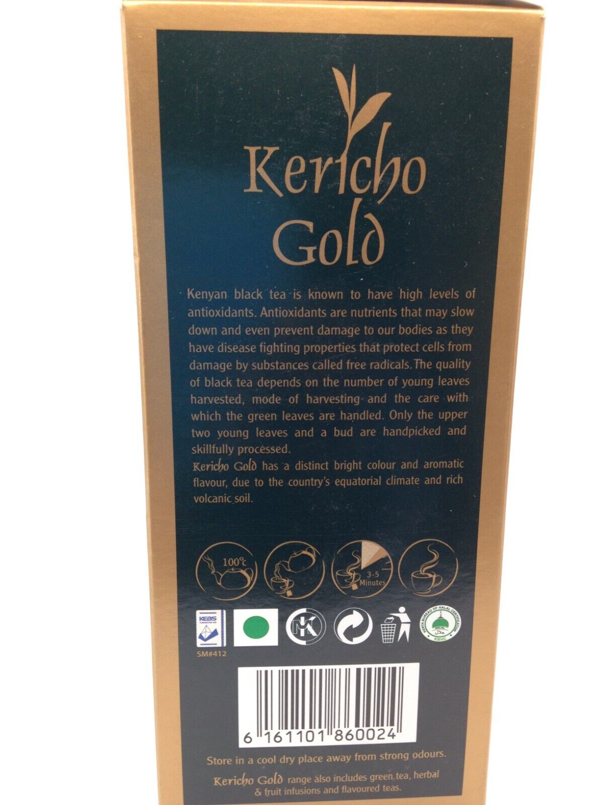 Kericho Gold Premium Black Pure Kenyan Tea Bags 50 Pieces String & Tag Fairtrade