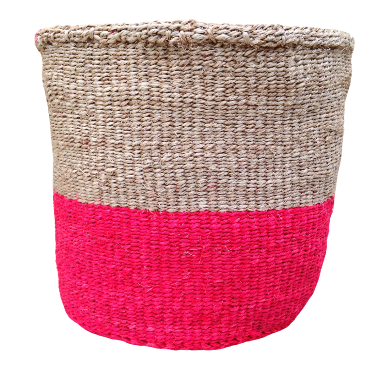 African Kiondo Basket Woven Sisal Storage Planter Kenyan Made 10.5 in/27cm Beige