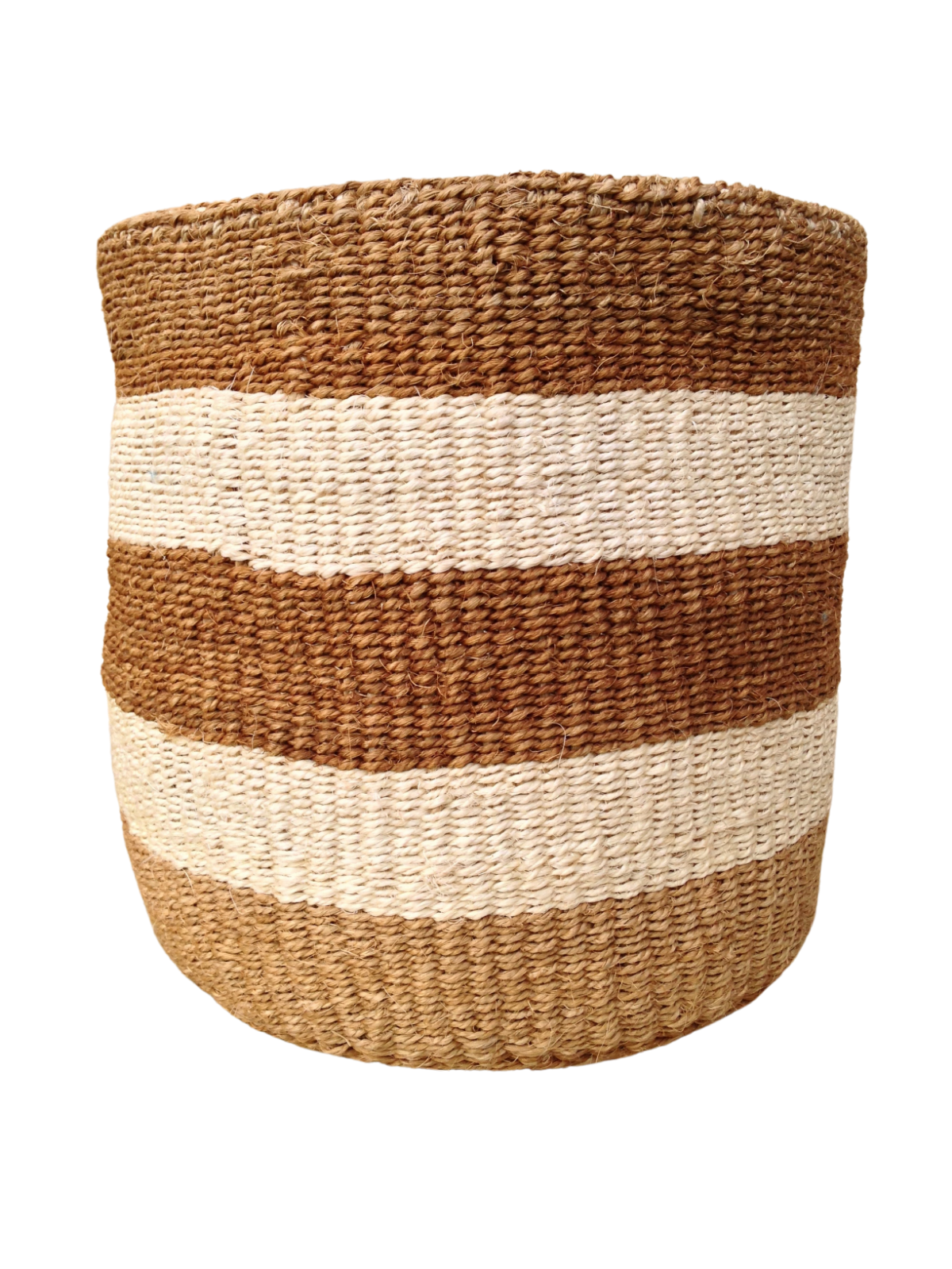 African Kiondo Basket Woven Sisal Storage Planter Kenyan Made 10.5 in/27cm Brown