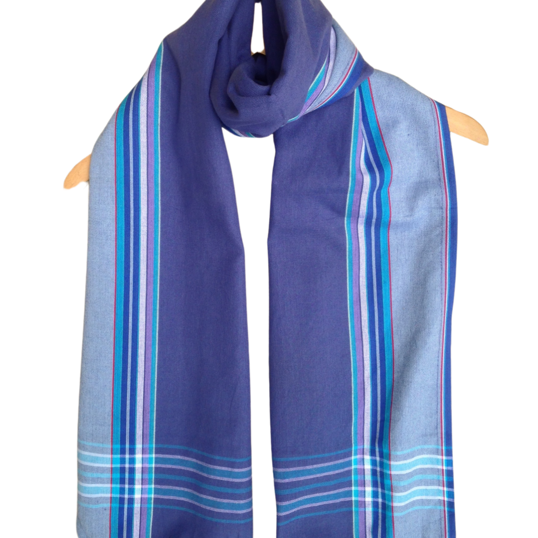 Kikoi Vibrant Gift 100% Cotton Ethnic Lilac Blue Tassels Scarf Beach Wrap Kenya