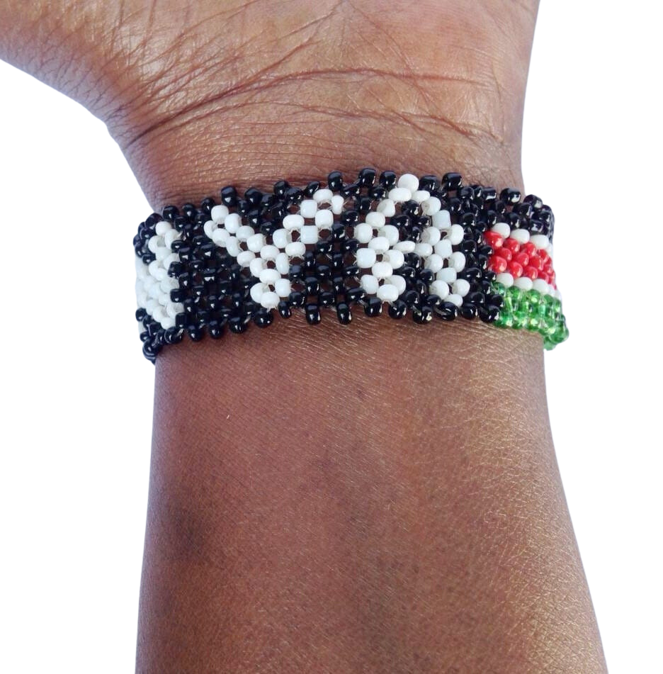 Wrist Band Bracelet Maasai Masai Beaded Kenyan Flag Kenya Text