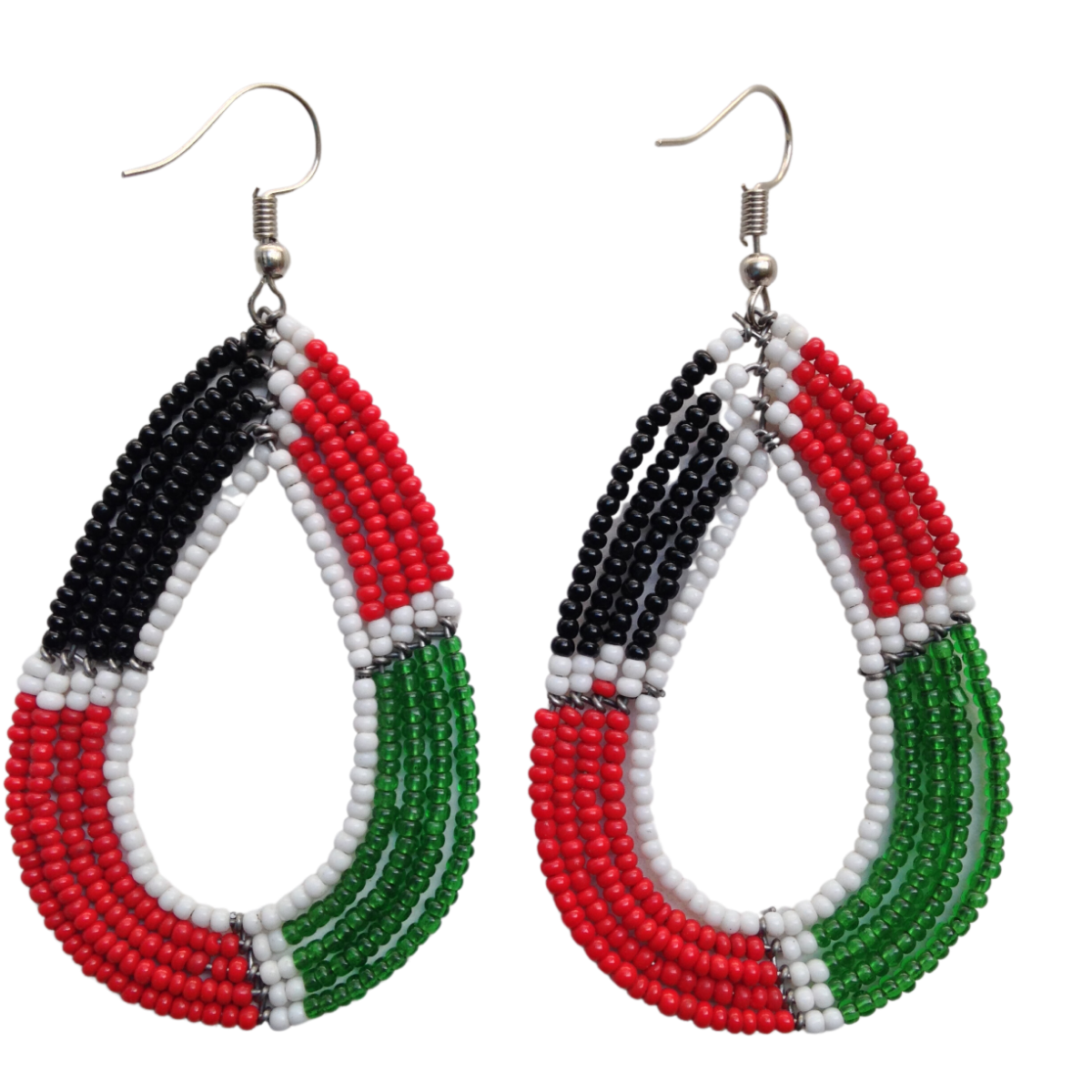 Set of 3 Earrings African Hand-Crafted Ethnic Jewelry Masai Beads Kenya Flag