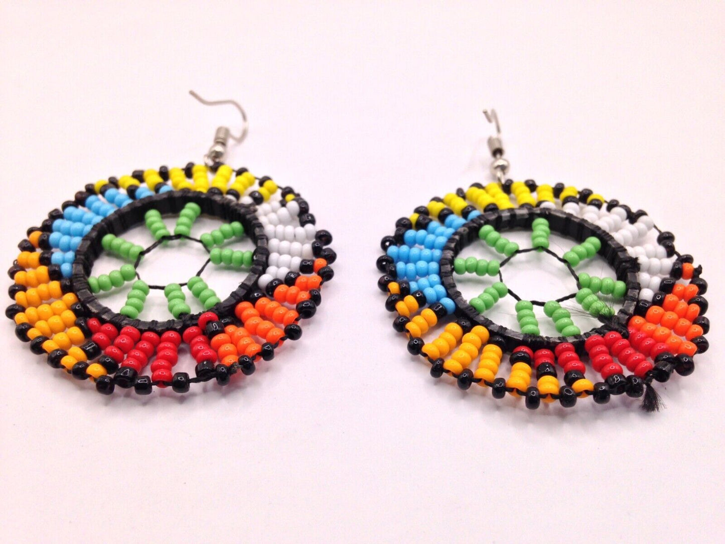 African Kenyan Hand-Crafted Ethnic Jewelry Colorful Masai Glass Beaded Earrings