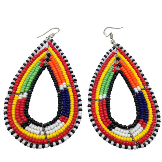 African Kenyan Hand-Crafted Ethnic Jewelry Colorful Masai Glass Beaded Earrings