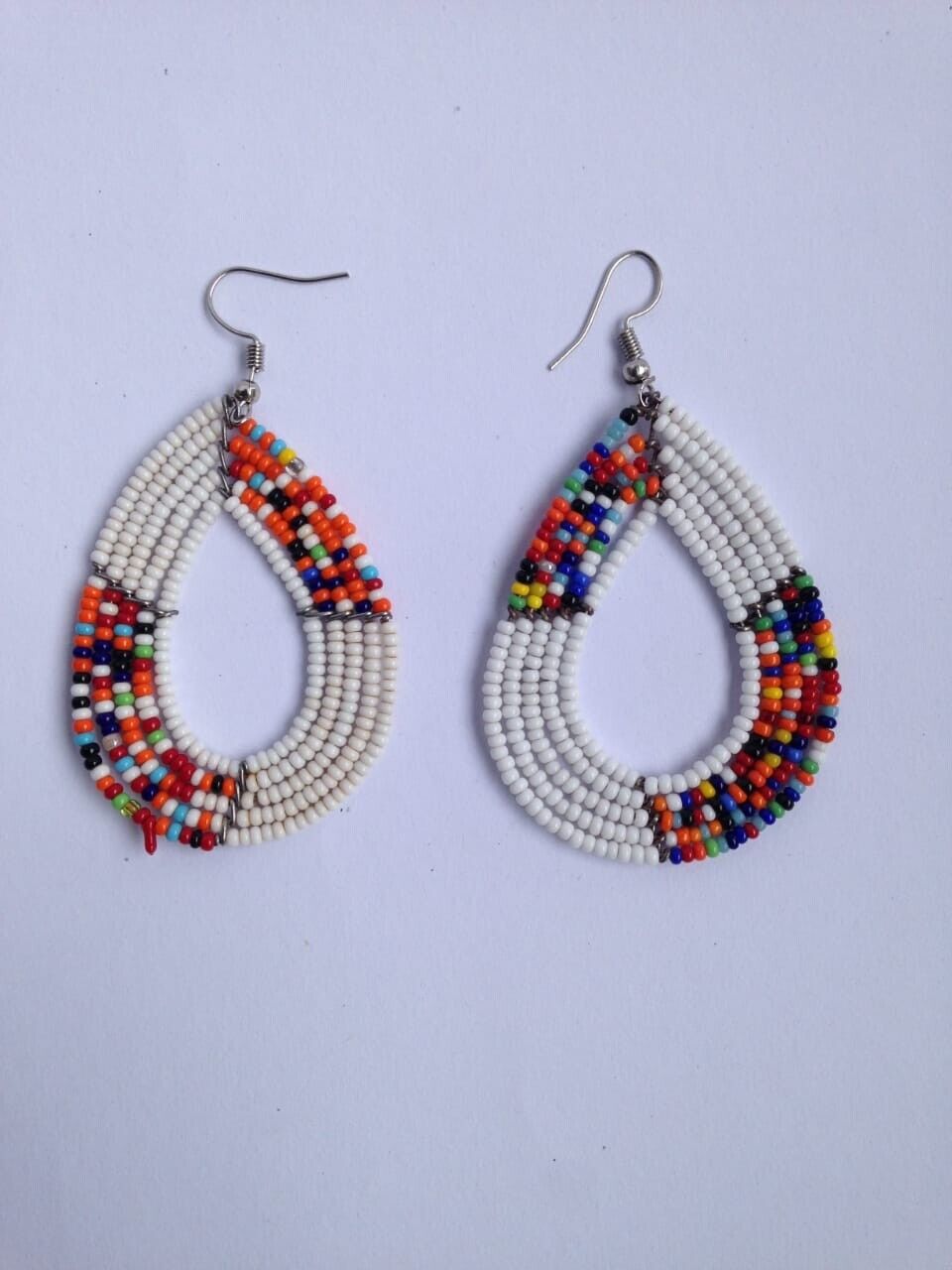 African Kenyan Hand-Crafted Ethnic Jewelry Colorful Masai Glass Beaded Earrings