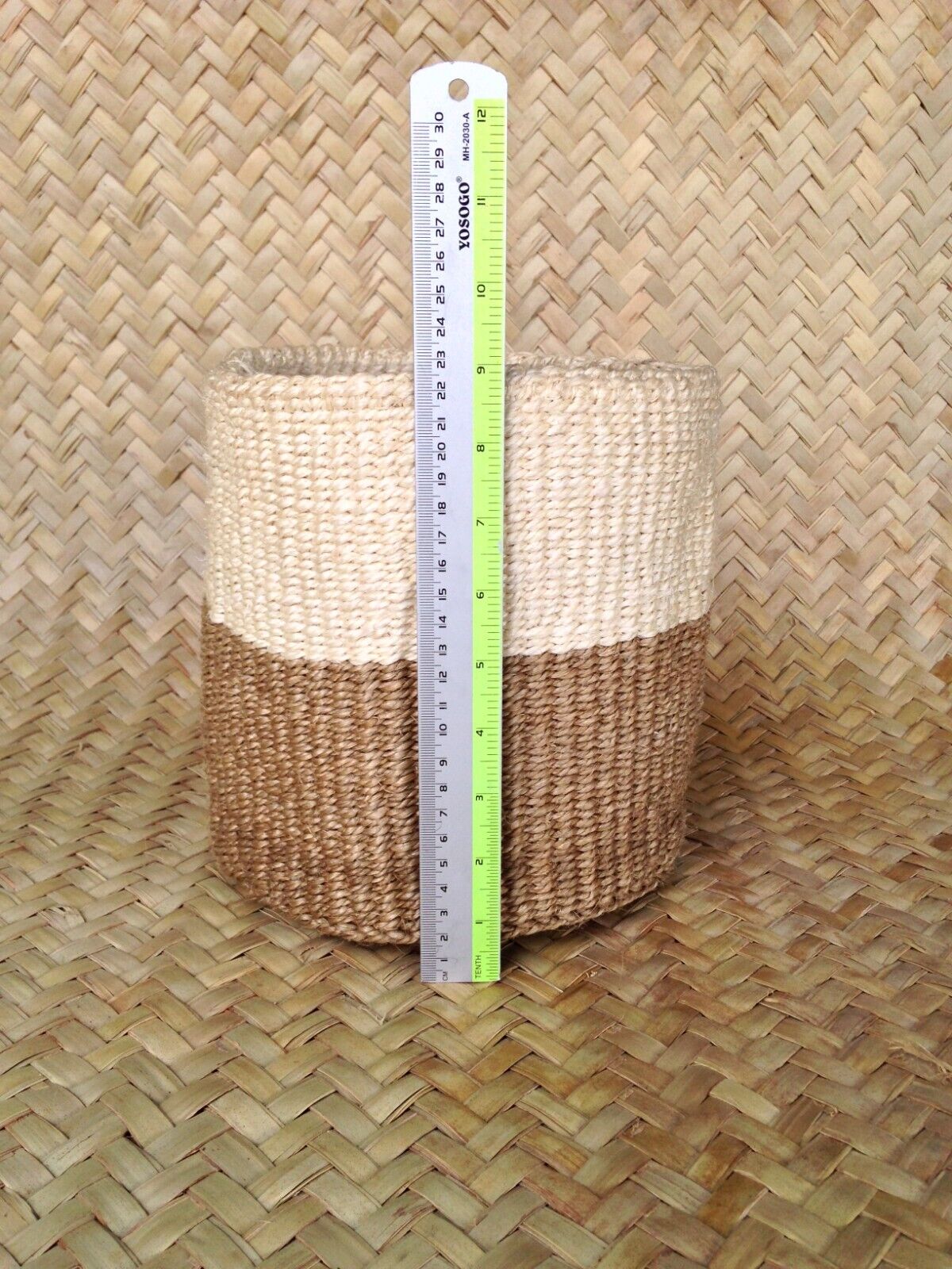 African Kiondo Basket Woven Sisal Storage Planter Kenyan Made Size 8 in /20.3 cm