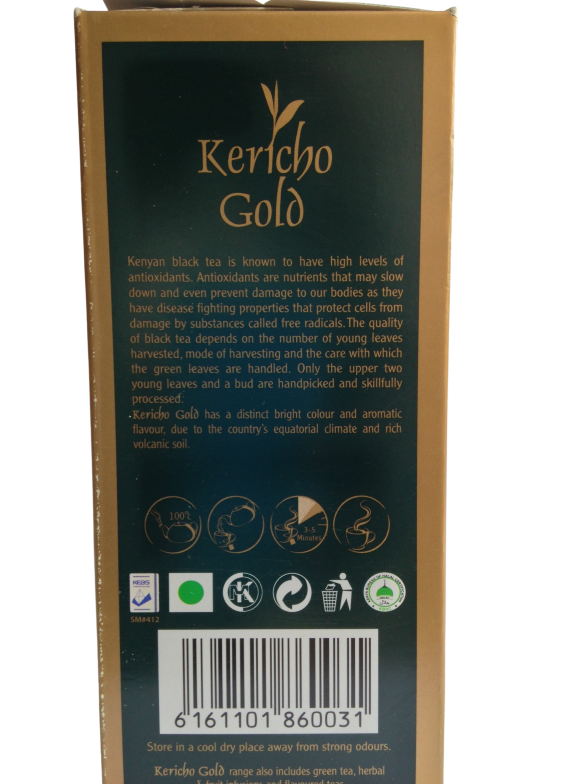 Kericho Gold Premium Black Pure Kenya Tea Bags 100 Pieces String & Tag Fairtrade