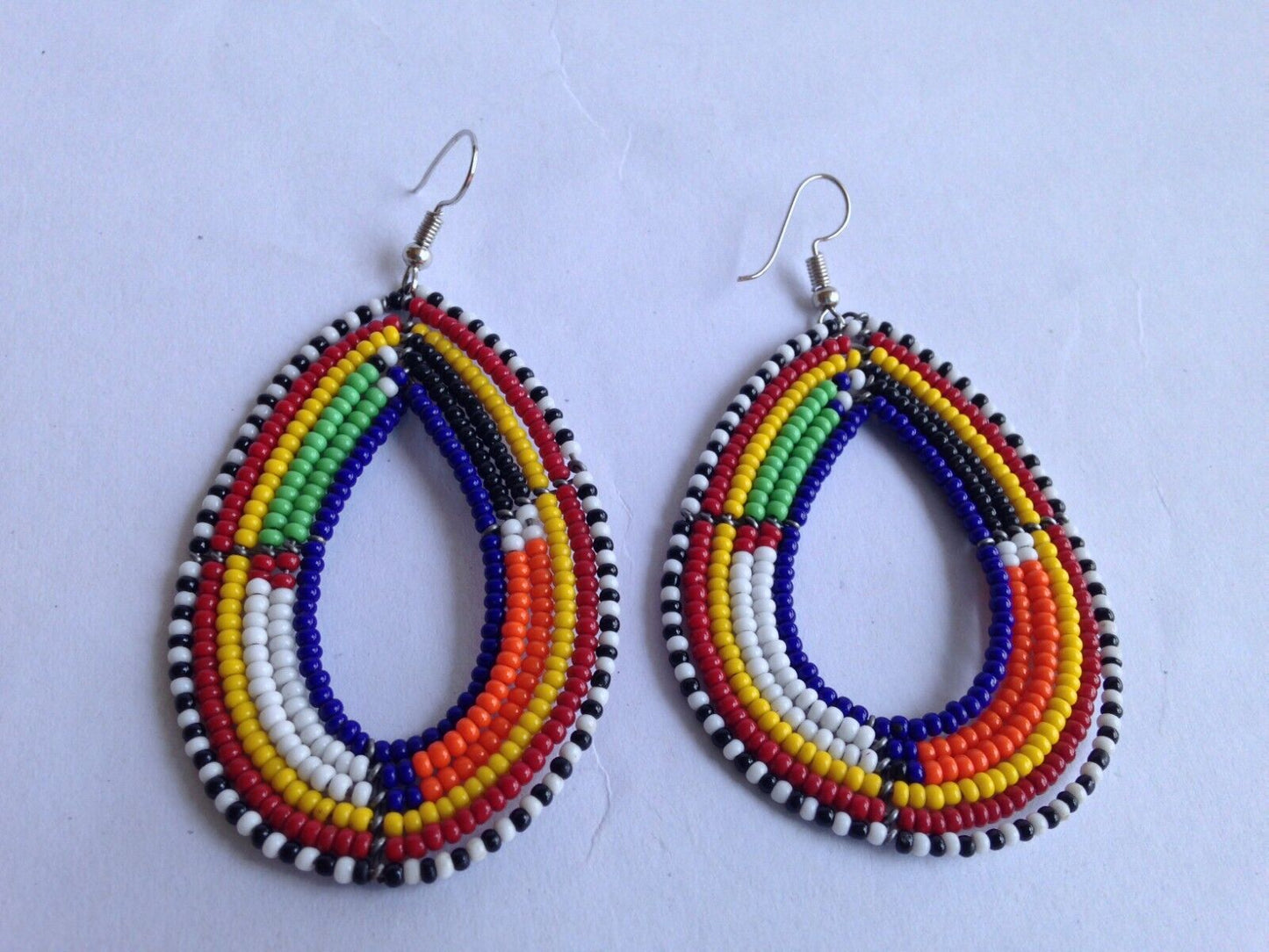 Set of 6 Earrings African Hand-Crafted Ethnic Jewelry Colorful Masai Glass Beads