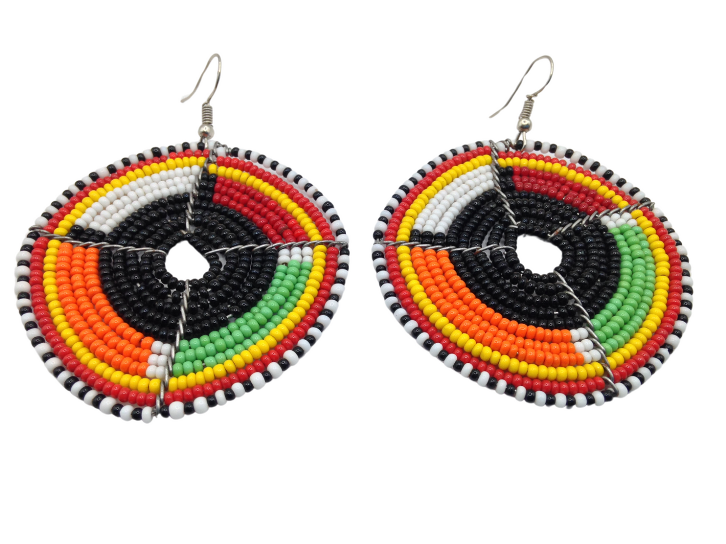 African Kenyan Hand-Crafted Ethnic Jewelry Colorful Masai Glass Beaded Earrings