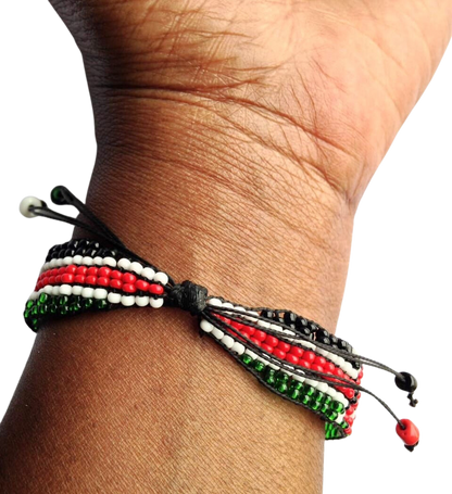 Bracelet Beaded Kenyan Flag Adjustable
