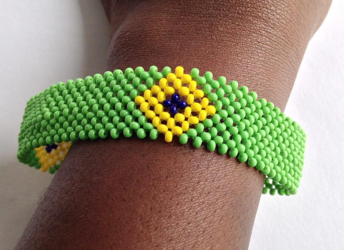 Wrist Band Bracelet Brazil National Flag FIFA World Cup Fan Men Large 8" 20.3cm