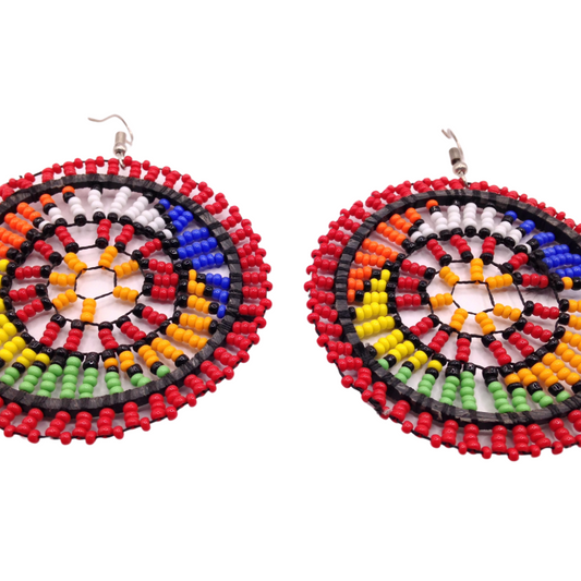 African Kenyan Hand-Crafted Ethnic Jewelry Colorful Masai Glass Beaded Earrings