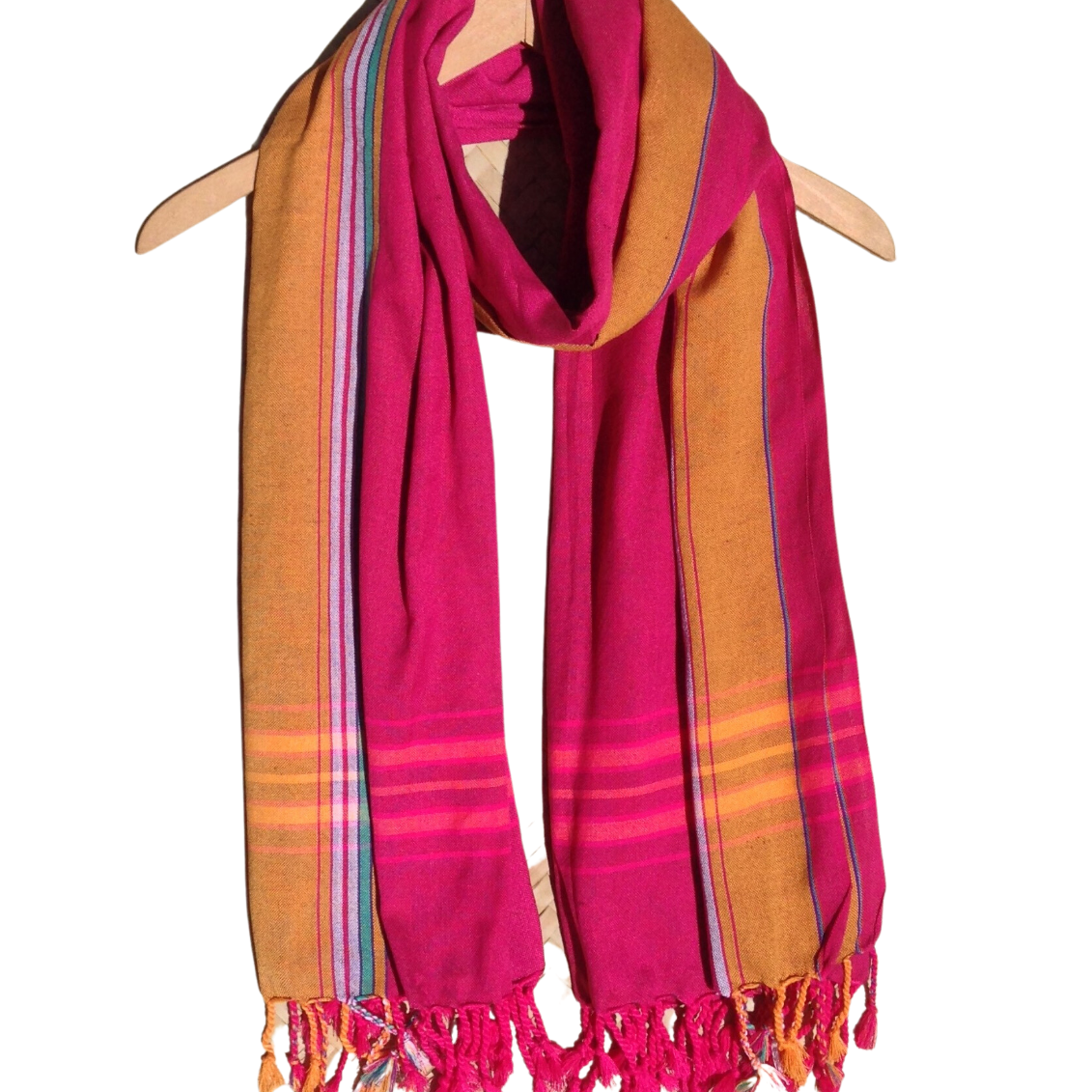 Kikoi Vibrant Gift 100% Cotton Ethnic Pink Tassels Scarf Beach Wrap Kenyan Made